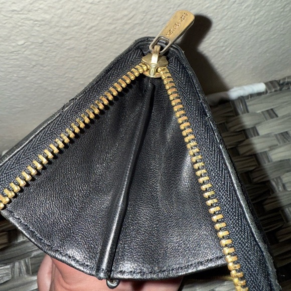 Michael Kors Quilted Black Leather Accordion Zip Wallet Organizer- Gold Accents - Picture 9 of 15